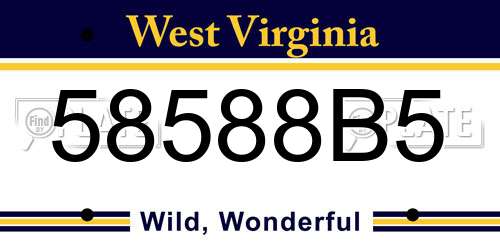 58588B5 West Virginia License Plate