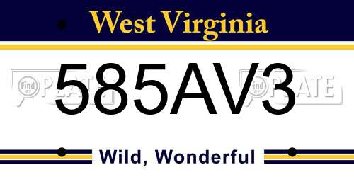 585AV3 West Virginia License Plate