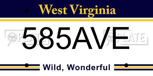 585AVE West Virginia License Plate