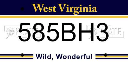 585BH3 West Virginia License Plate
