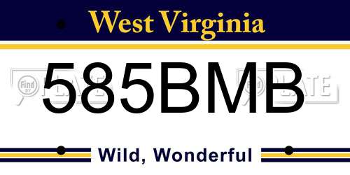 585BMB West Virginia License Plate