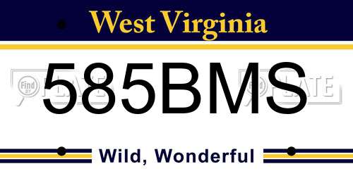 585BMS West Virginia License Plate