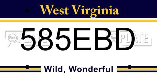 585EBD West Virginia License Plate