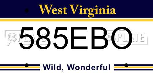 585EBO West Virginia License Plate