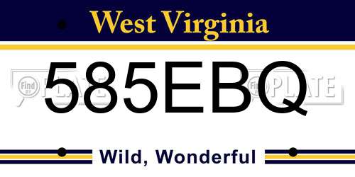 585EBQ West Virginia License Plate