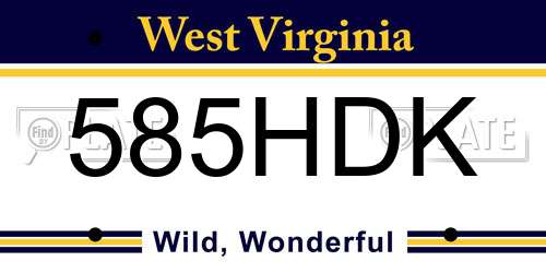 585HDK West Virginia License Plate