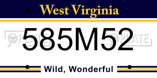 585M52 West Virginia License Plate