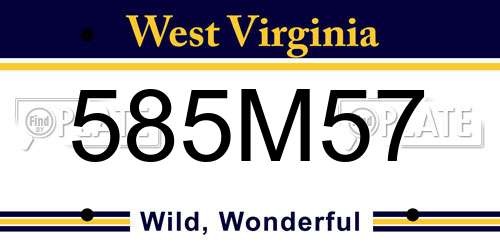 585M57 West Virginia License Plate