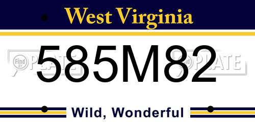 585M82 West Virginia License Plate