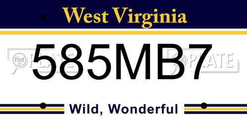 585MB7 West Virginia License Plate