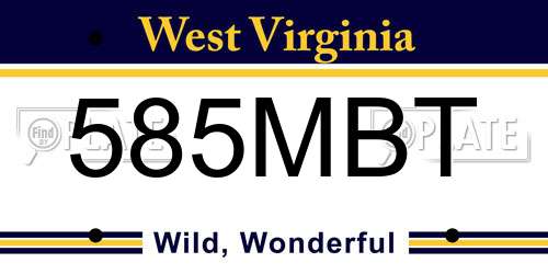 585MBT West Virginia License Plate