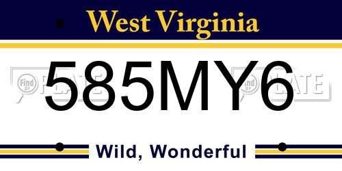 585MY6 West Virginia License Plate