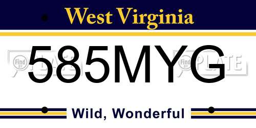 585MYG West Virginia License Plate