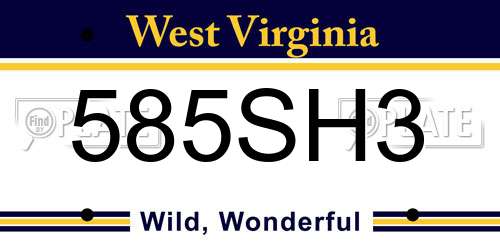 585SH3 West Virginia License Plate