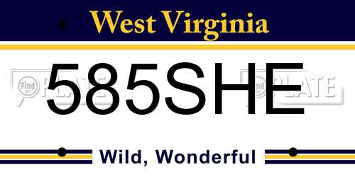585SHE West Virginia License Plate
