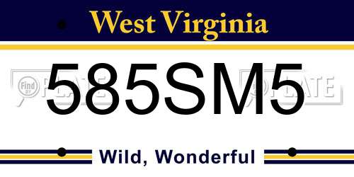 585SM5 West Virginia License Plate