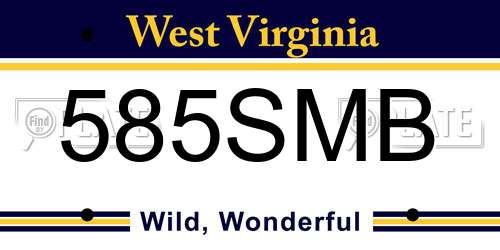 585SMB West Virginia License Plate