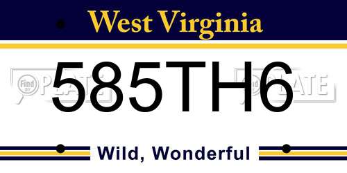 585TH6 West Virginia License Plate