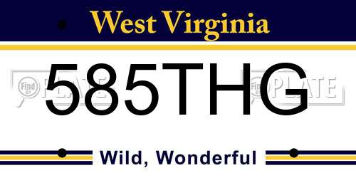 585THG West Virginia License Plate