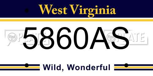 5860AS West Virginia License Plate