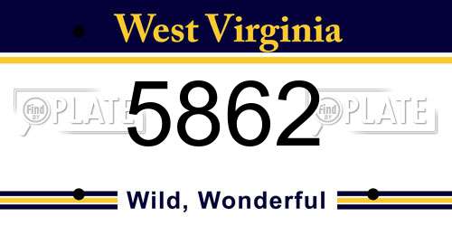 5862 West Virginia License Plate