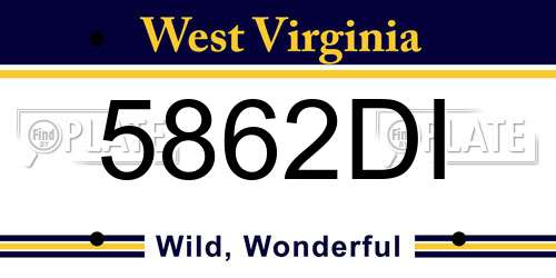5862DI West Virginia License Plate