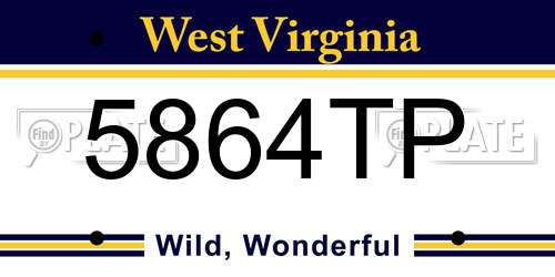 5864TP West Virginia License Plate