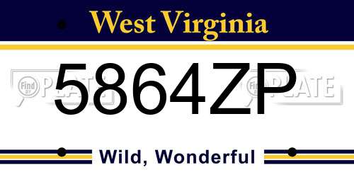 5864ZP West Virginia License Plate