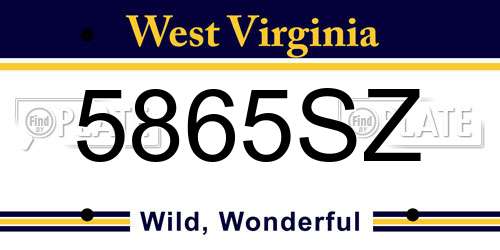 5865SZ West Virginia License Plate