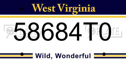 58684T0 West Virginia License Plate