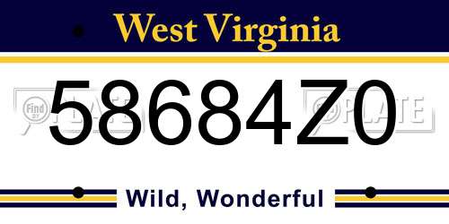 58684Z0 West Virginia License Plate