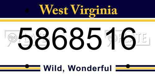 5868516 West Virginia License Plate