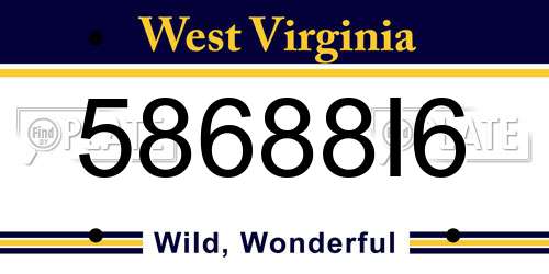 58688I6 West Virginia License Plate
