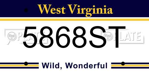 5868ST West Virginia License Plate