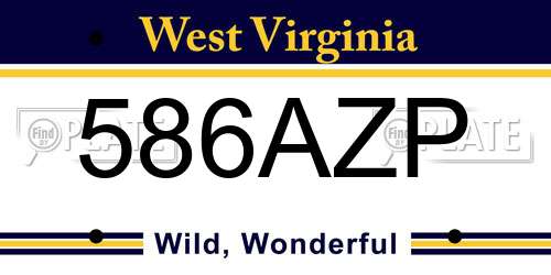 586AZP West Virginia License Plate