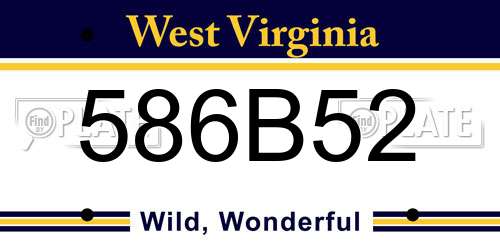 586B52 West Virginia License Plate