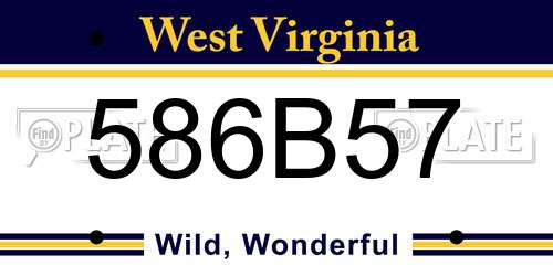 586B57 West Virginia License Plate