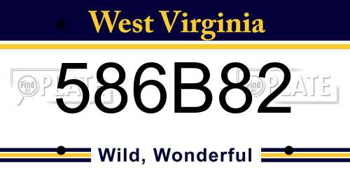 586B82 West Virginia License Plate