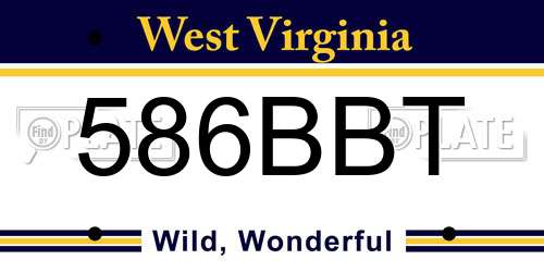 586BBT West Virginia License Plate