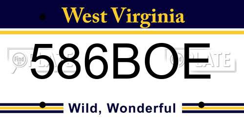 586BOE West Virginia License Plate