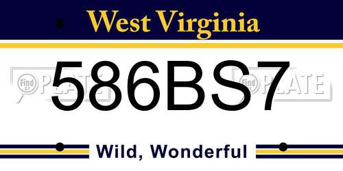 586BS7 West Virginia License Plate