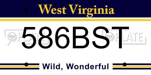 586BST West Virginia License Plate