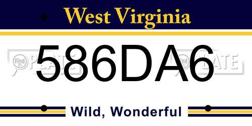 586DA6 West Virginia License Plate