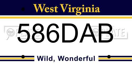 586DAB West Virginia License Plate
