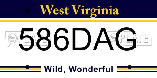 586DAG West Virginia License Plate