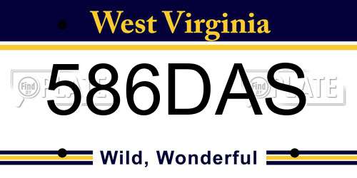 586DAS West Virginia License Plate