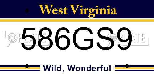 586GS9 West Virginia License Plate