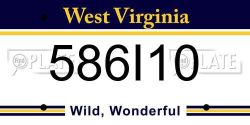 586I10 West Virginia License Plate