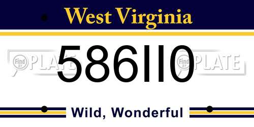 586II0 West Virginia License Plate