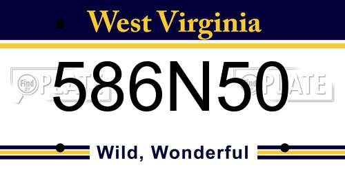 586N50 West Virginia License Plate